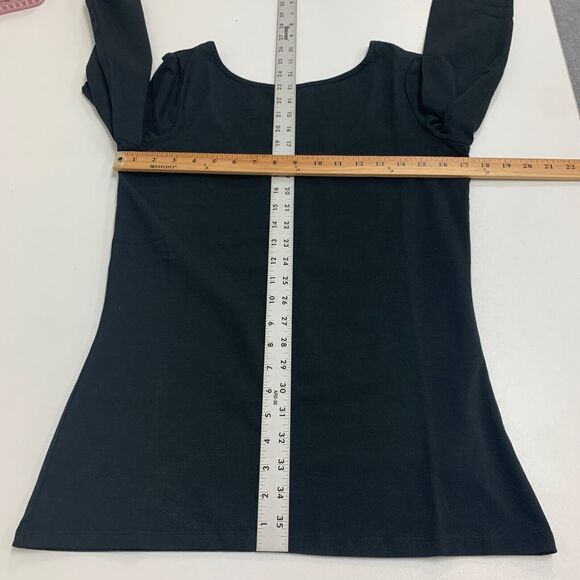 LTS Basics Shirt Womens S Small Black Cotton Stretch Scoop Back Long Sleeve Tee - Picture 6 of 12